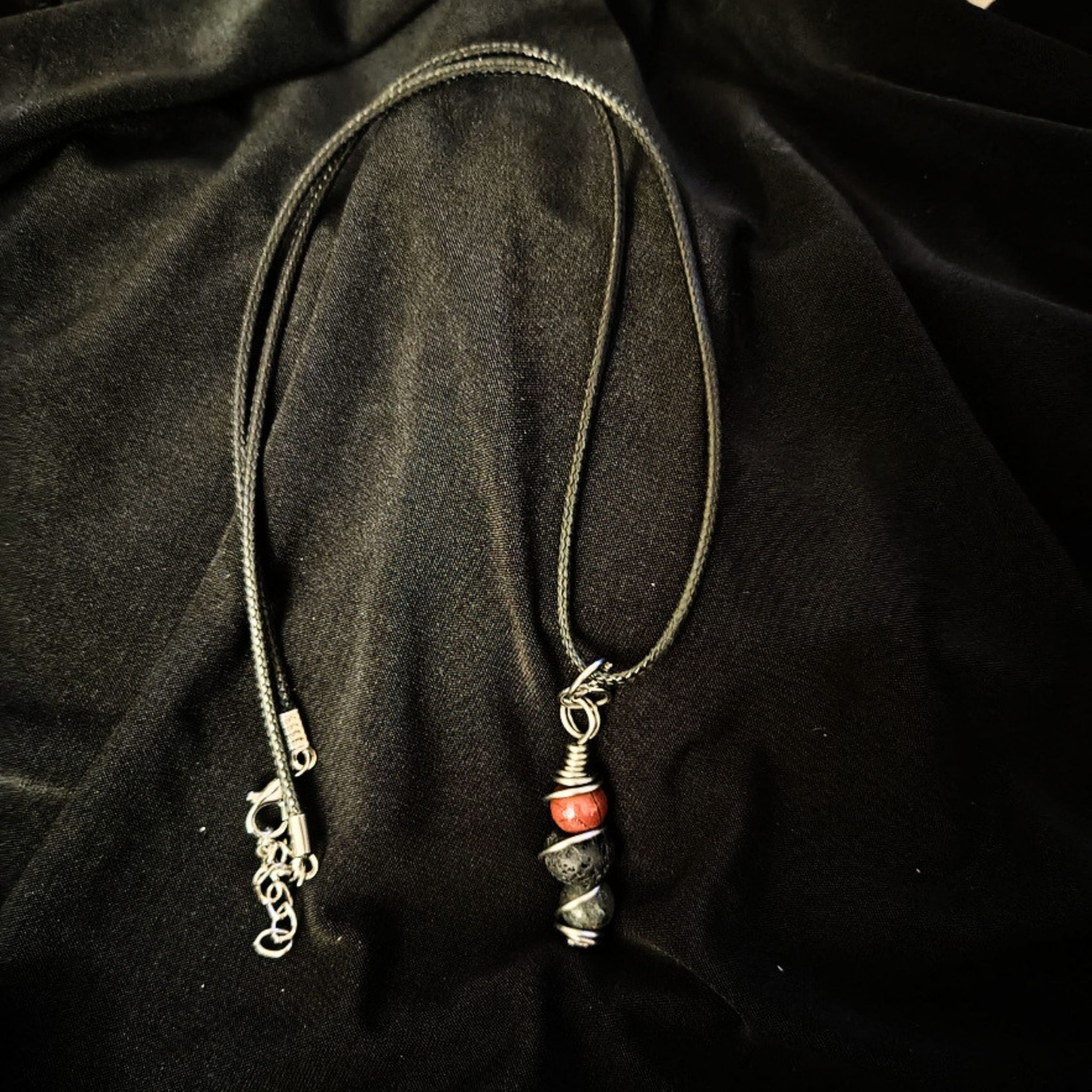 African Blood Stone & Lava Stone Necklace