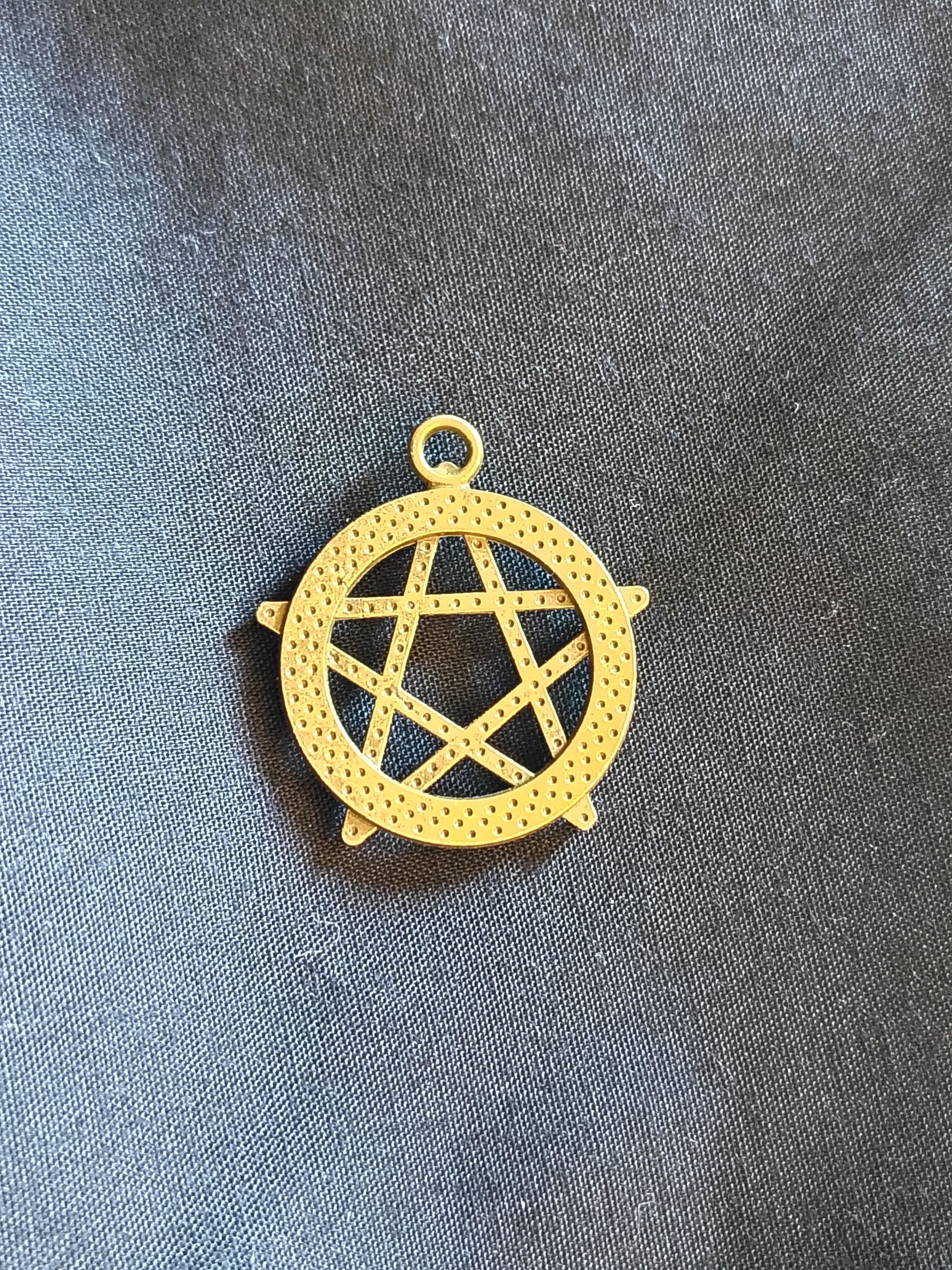 Bronze Star-Pierced Pentagram Charm