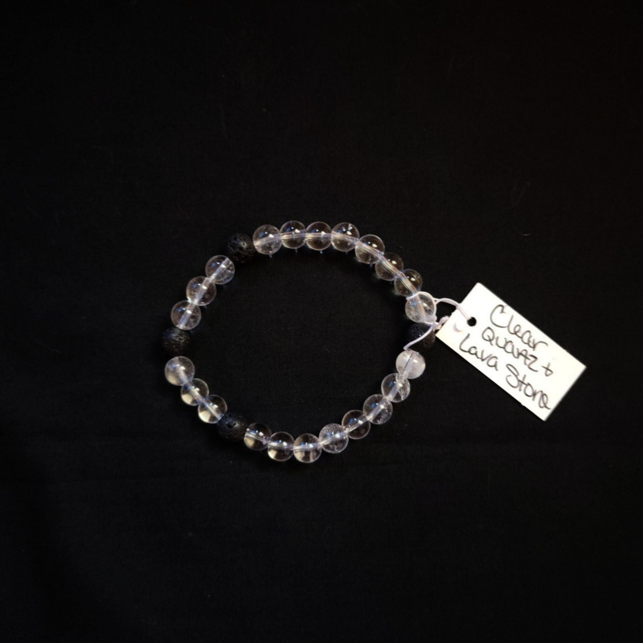 Clear Quartz & Lava Stone Bracelet