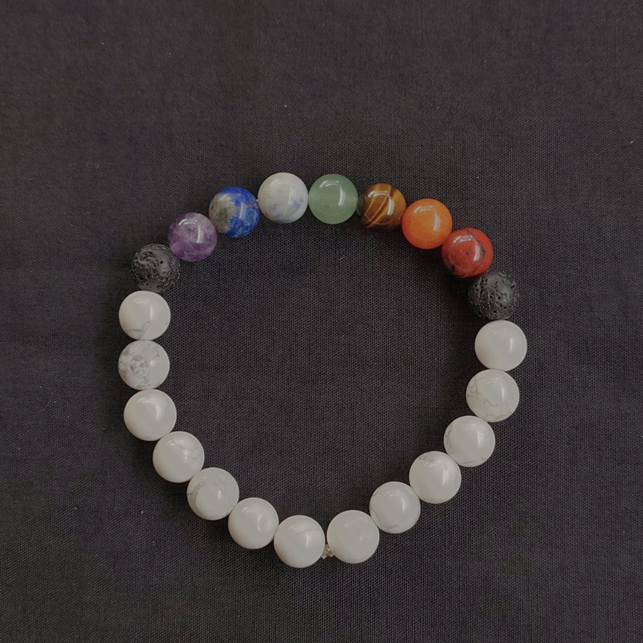Howlite Chakra & Laval Stone Bracelet
