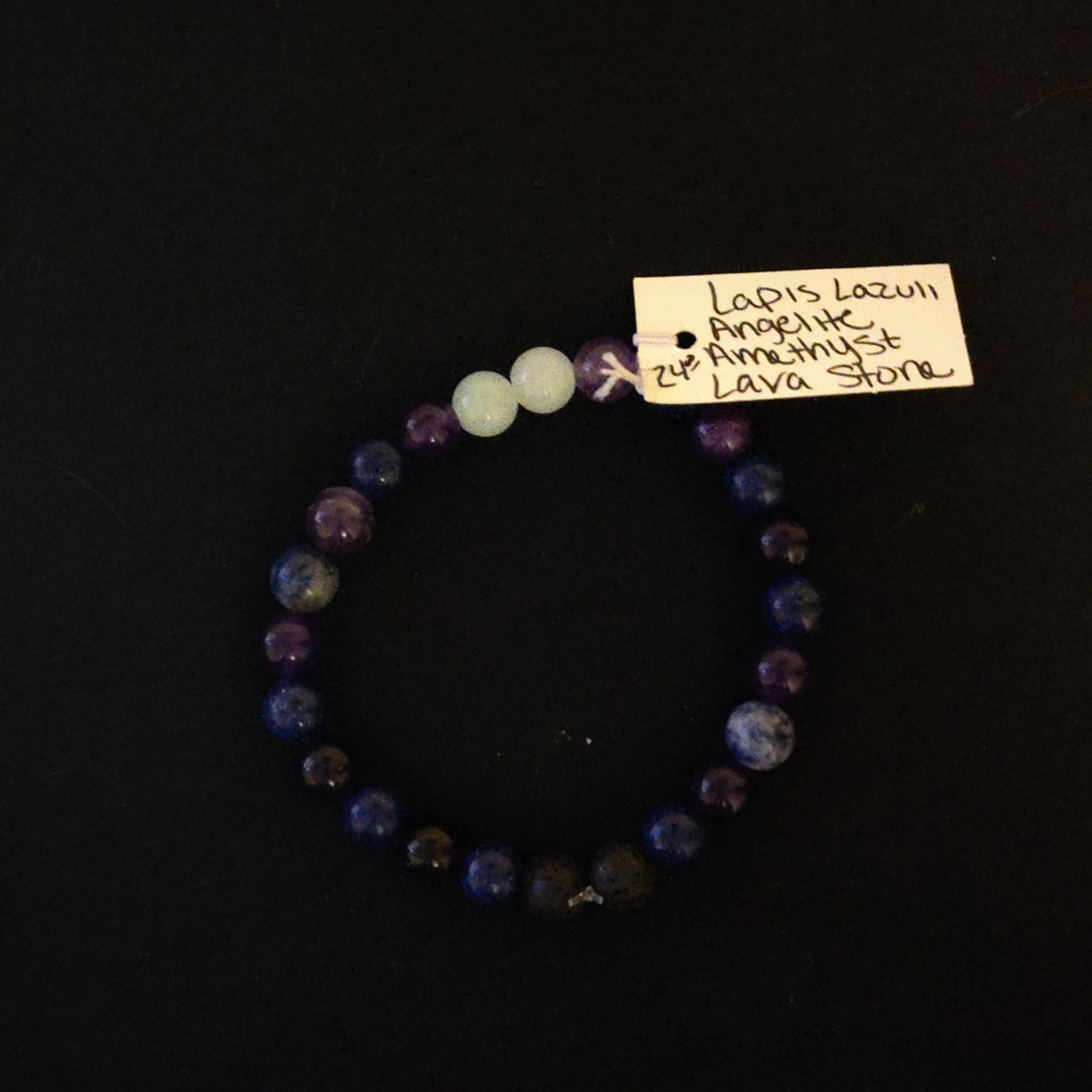 Lapis Lazuli, Angelite, Amethyst & Lava Stone Bracelet