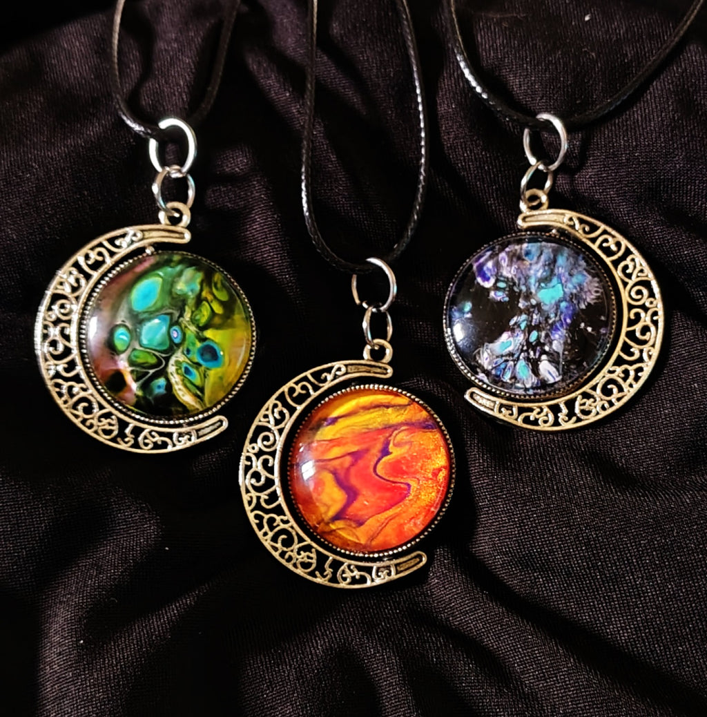 Handmade Spinnable/Double Sided Moon Necklaces