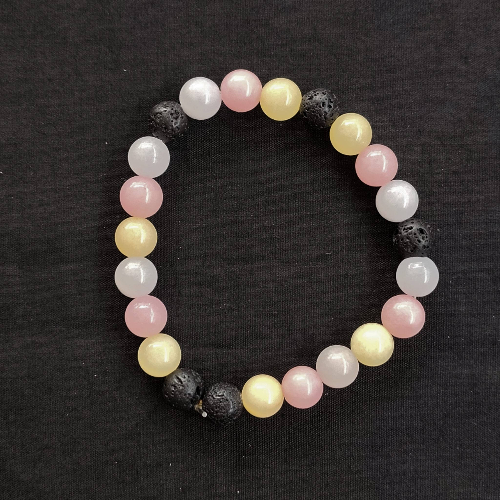 Morganite & Lava Stone Bracelet
