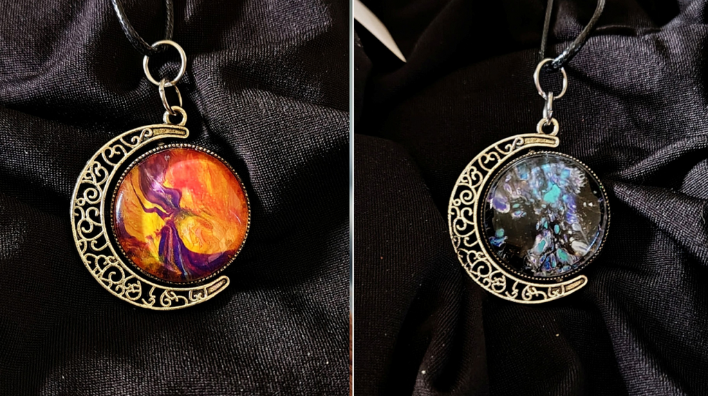 Handmade Spinnable/Double Sided Moon Necklaces