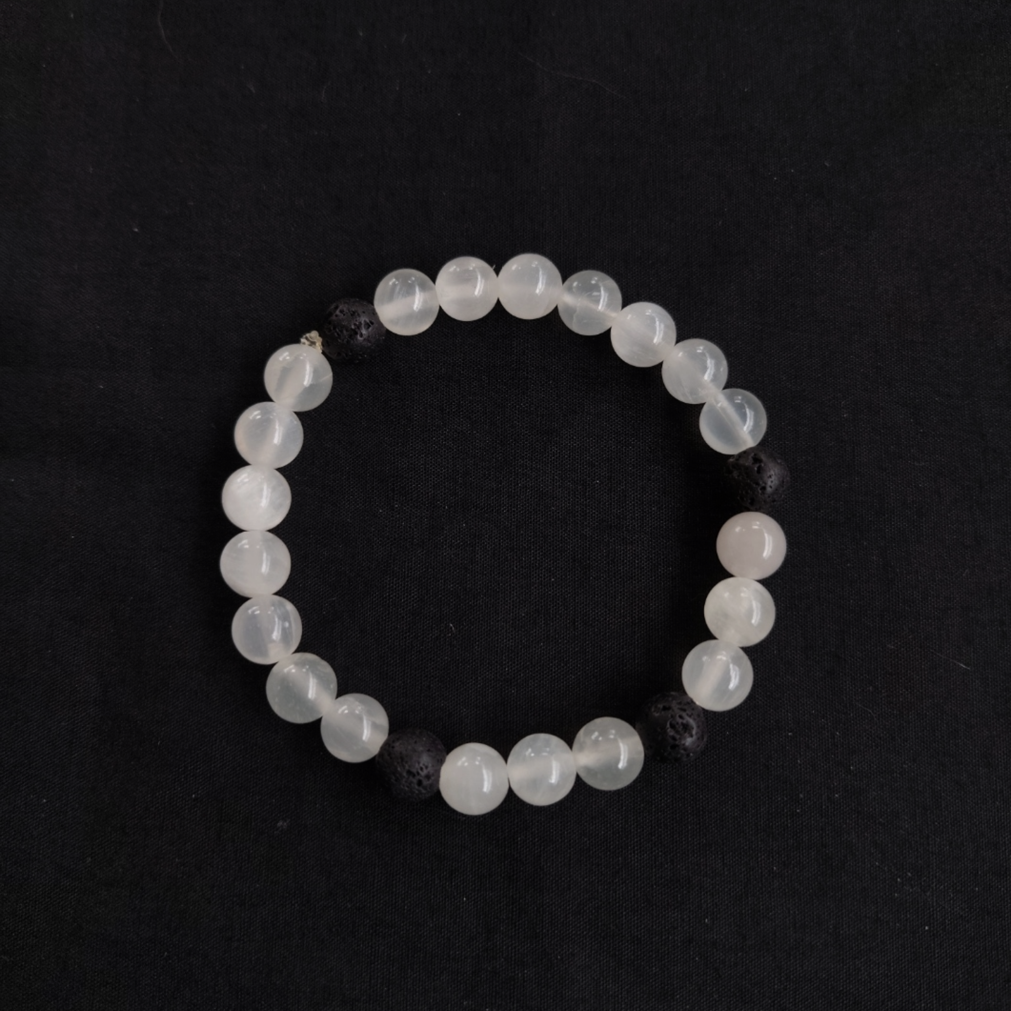 Selenite & Lava Stone Bracelet