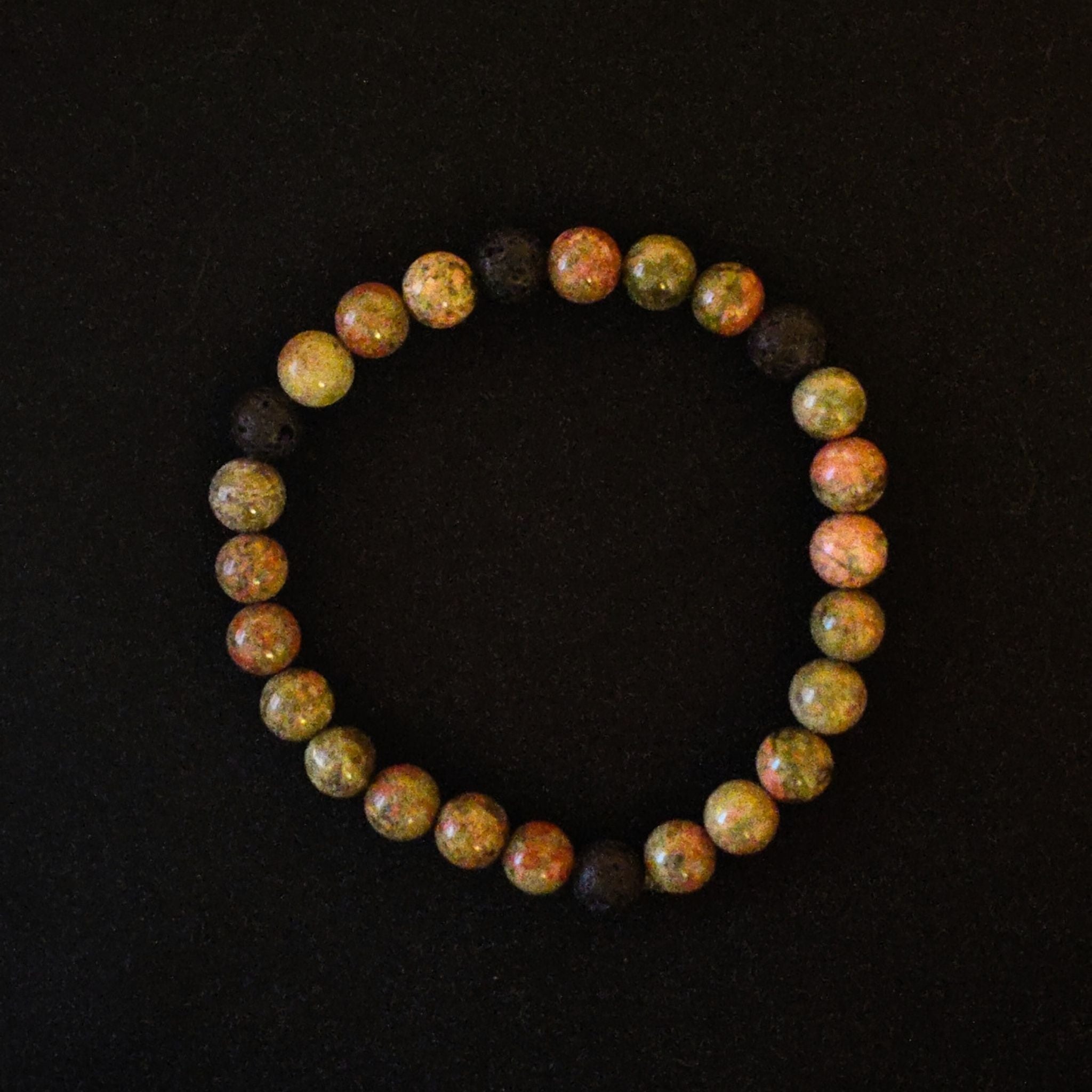 Unakite & Lava Stone Bracelet